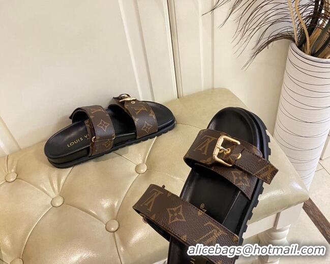 Perfect Louis Vuitton Bom Dia Flat Comfort Slide Sandals in Monogram Canvas 030302