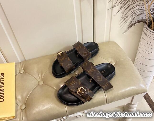 Perfect Louis Vuitton Bom Dia Flat Comfort Slide Sandals in Monogram Canvas 030302