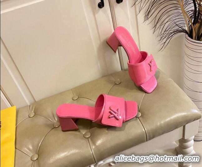 Good Quality Louis Vuitton Shake Slide Sandals 5.5cm in Pink Patent Leather with LV Twist 030307