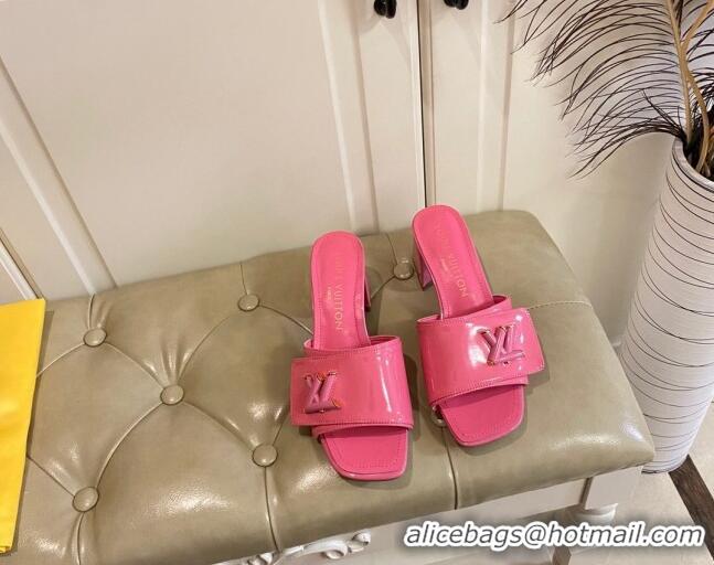 Good Quality Louis Vuitton Shake Slide Sandals 5.5cm in Pink Patent Leather with LV Twist 030307