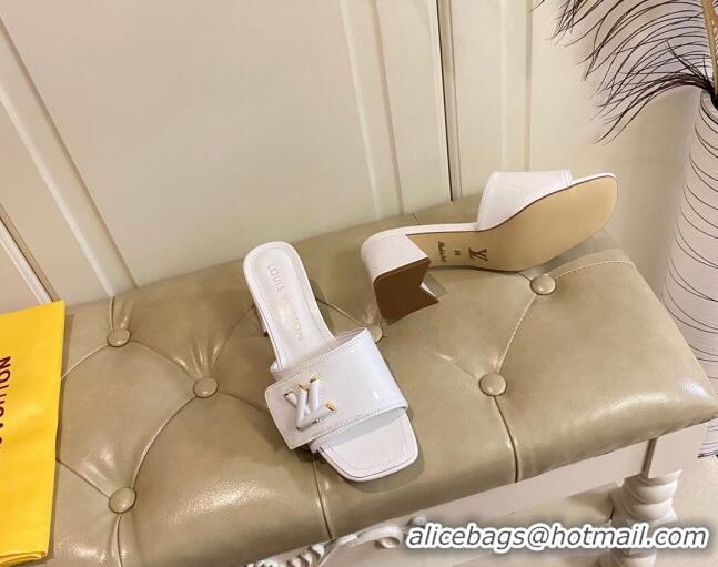 Charming Louis Vuitton Shake Slide Sandals 5.5cm in White Patent Leather with LV Twist 030309