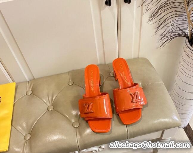 Low Price Louis Vuitton Shake Slide Sandals 5.5cm in Orange Patent Leather with LV Twist 030310