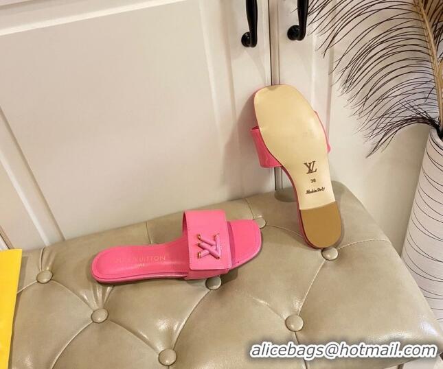 Durable Louis Vuitton Shake Flat Slide Sandals in Pink Patent Leather with LV Twist 030316