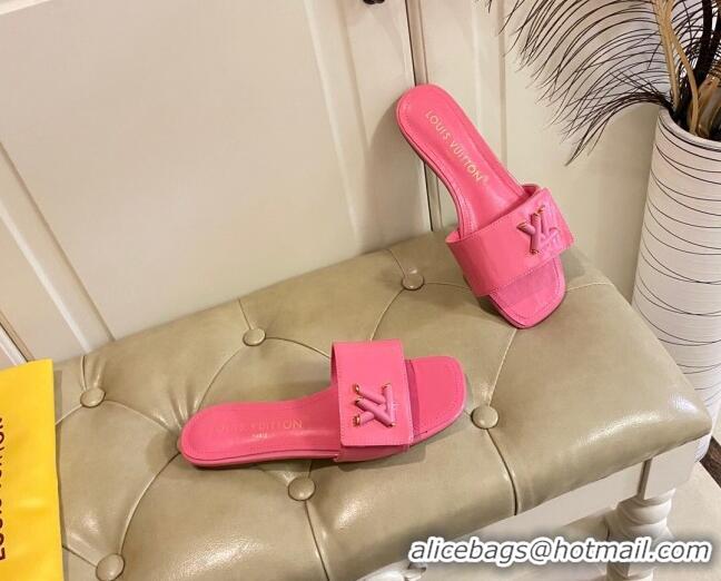 Durable Louis Vuitton Shake Flat Slide Sandals in Pink Patent Leather with LV Twist 030316