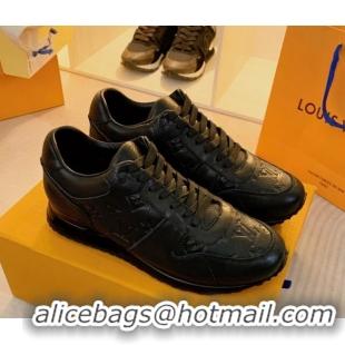 Grade Quality Louis Vuitton Run Away Sneakers in Monogram Leather Black 0316059