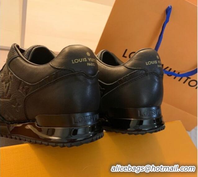 Grade Quality Louis Vuitton Run Away Sneakers in Monogram Leather Black 0316059