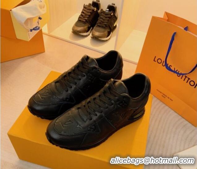 Grade Quality Louis Vuitton Run Away Sneakers in Monogram Leather Black 0316059