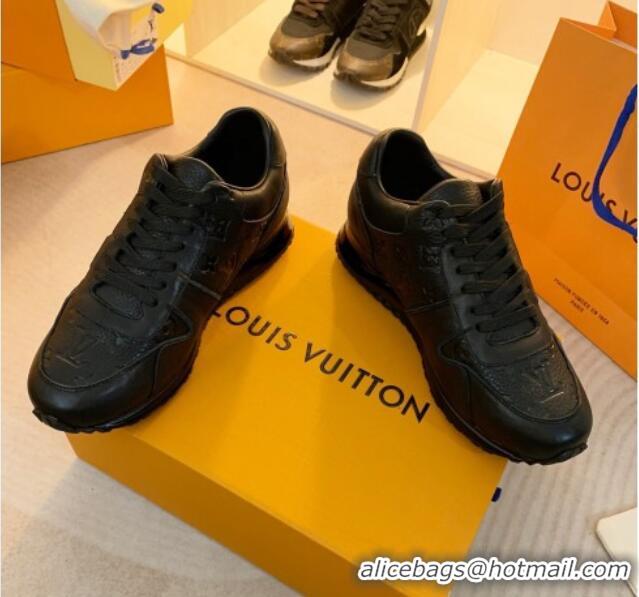 Grade Quality Louis Vuitton Run Away Sneakers in Monogram Leather Black 0316059