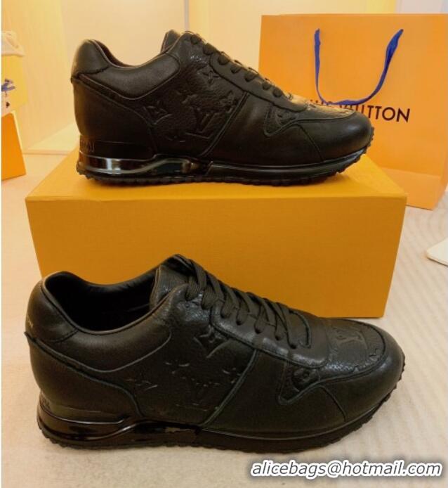 Grade Quality Louis Vuitton Run Away Sneakers in Monogram Leather Black 0316059