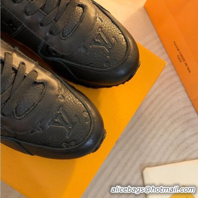 Grade Quality Louis Vuitton Run Away Sneakers in Monogram Leather Black 0316059