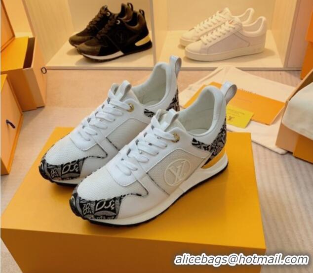 Discount Louis Vuitton Run Away Sneakers in Leather and Fabric White 316064