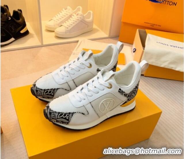 Discount Louis Vuitton Run Away Sneakers in Leather and Fabric White 316064