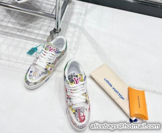 Sophisticated Louis Vuitton LV Trainer Sneakers Printed Canvas White 1AB9XJ 0322045