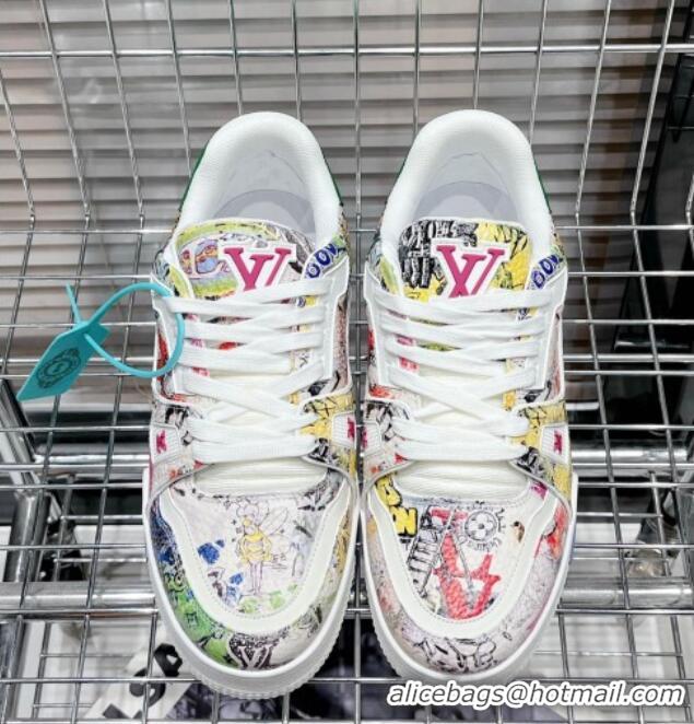 Sophisticated Louis Vuitton LV Trainer Sneakers Printed Canvas White 1AB9XJ 0322045