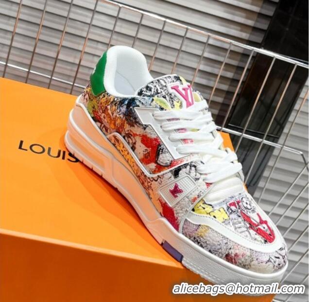 Sophisticated Louis Vuitton LV Trainer Sneakers Printed Canvas White 1AB9XJ 0322045