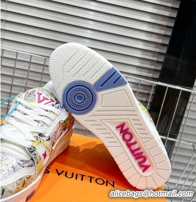 Sophisticated Louis Vuitton LV Trainer Sneakers Printed Canvas White 1AB9XJ 0322045