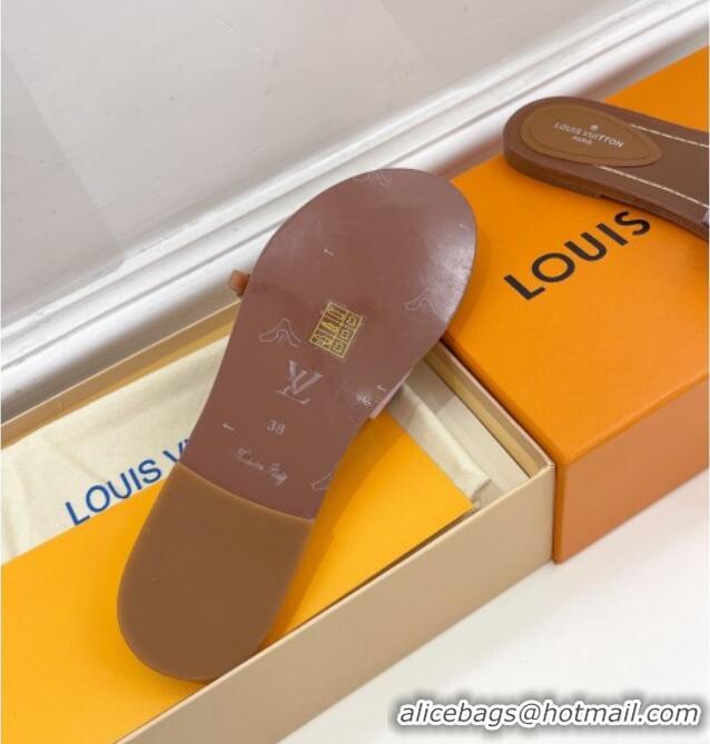 Best Grade Louis Vuitton Gradient Monogram Canvas Flat Slide Sandals with Buckle 322018 Light Purple/Pink