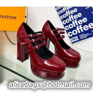 Low Price Louis Vuitton Fame Platform Pump 11.5cm Patent Leather Burgundy 322024