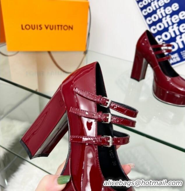 Low Price Louis Vuitton Fame Platform Pump 11.5cm Patent Leather Burgundy 322024