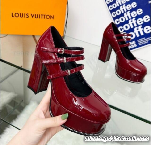 Low Price Louis Vuitton Fame Platform Pump 11.5cm Patent Leather Burgundy 322024