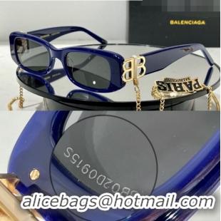 Luxury Cheap Balenciaga Sunglasses BB0096 Blue 2023