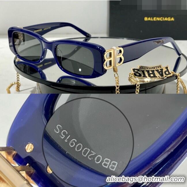 Luxury Cheap Balenciaga Sunglasses BB0096 Blue 2023