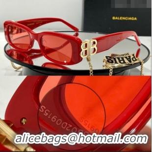 Famous Brand Balenciaga Sunglasses BB0096 Red 2023