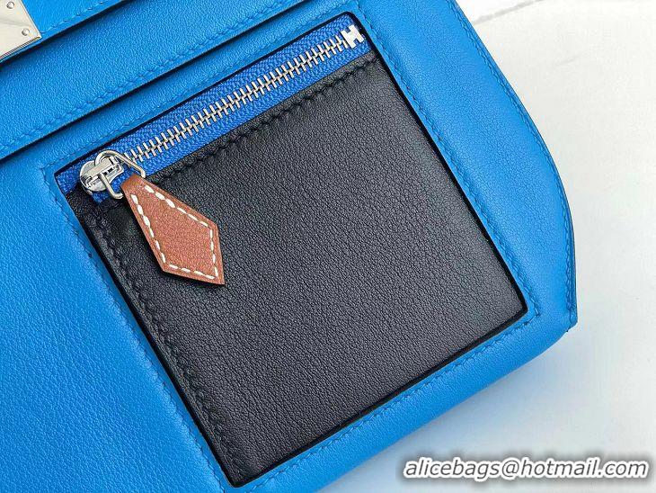 Reasonable Price Hermes Kelly Epsom Leather Depeches Canonical HE8740 Blue