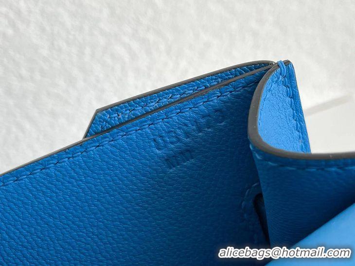 Reasonable Price Hermes Kelly Epsom Leather Depeches Canonical HE8740 Blue