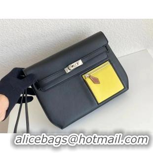 Traditional Specials Hermes Kelly Epsom Leather Depeches Canonical HE8740 Black