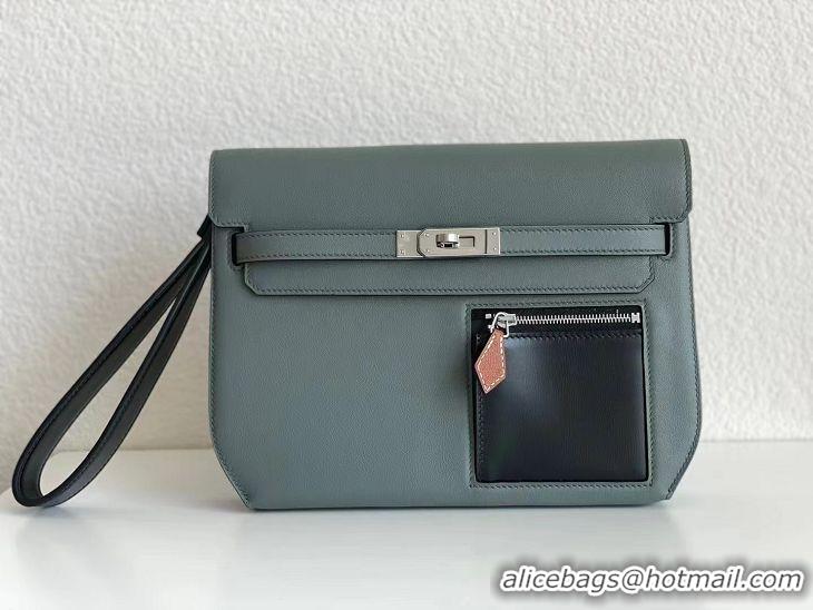 Top Design Hermes Kelly Epsom Leather Depeches Canonical HE8740 Dark Green