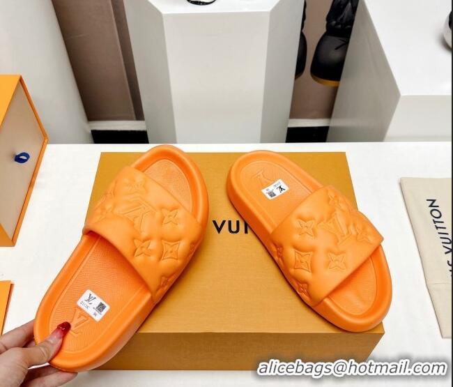 Good Quality Louis Vuitton Waterfront Flat Slide Sandals in Monogram Rubber Orange 0322039