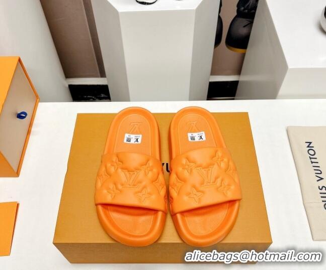 Good Quality Louis Vuitton Waterfront Flat Slide Sandals in Monogram Rubber Orange 0322039