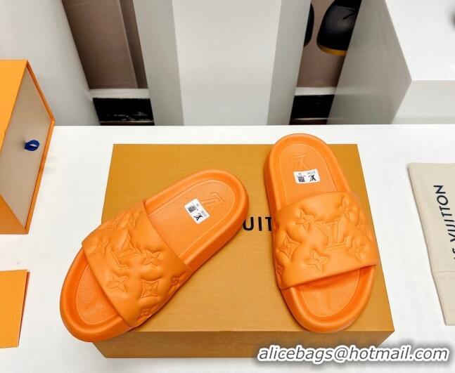 Good Quality Louis Vuitton Waterfront Flat Slide Sandals in Monogram Rubber Orange 0322039