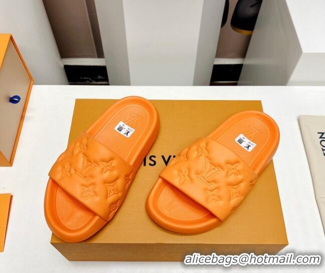 Good Quality Louis Vuitton Waterfront Flat Slide Sandals in Monogram Rubber Orange 0322039