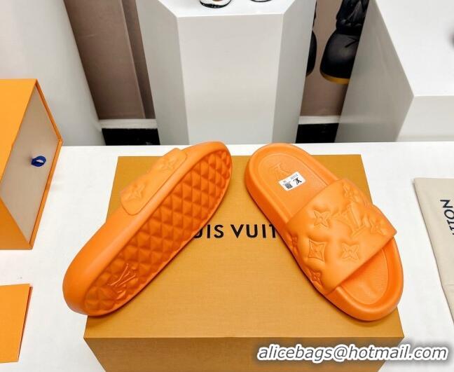 Good Quality Louis Vuitton Waterfront Flat Slide Sandals in Monogram Rubber Orange 0322039