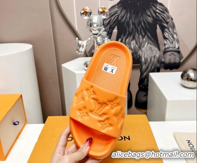 Good Quality Louis Vuitton Waterfront Flat Slide Sandals in Monogram Rubber Orange 0322039