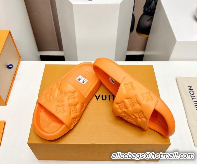 Good Quality Louis Vuitton Waterfront Flat Slide Sandals in Monogram Rubber Orange 0322039