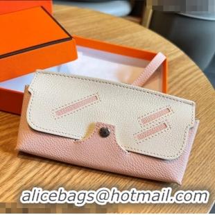 Spot Bulk Hermes Wink Grined Leather Glasses Case HE2354 White/Pink 2022