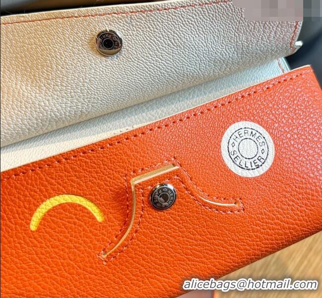 Fashion Hermes Wink Grined Leather Glasses Case HE2354 White/Orange 2022