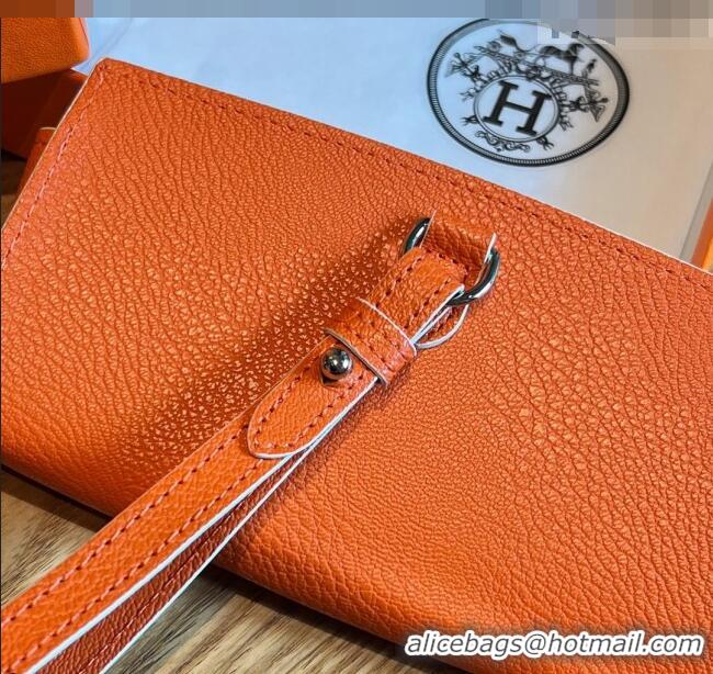 Fashion Hermes Wink Grined Leather Glasses Case HE2354 White/Orange 2022