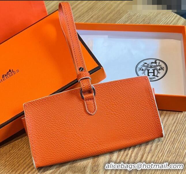 Fashion Hermes Wink Grined Leather Glasses Case HE2354 White/Orange 2022