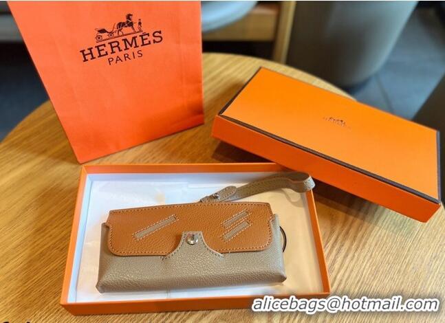 Hot Sell Hermes Wink Grined Leather Glasses Case HE2354 Brown/Grey 2022