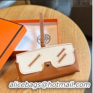 Buy Fashion Hermes Wink Grined Leather Glasses Case HE2354 White/Brown 2022