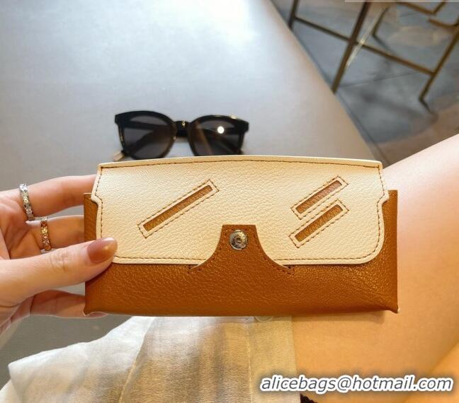 Buy Fashion Hermes Wink Grined Leather Glasses Case HE2354 White/Brown 2022