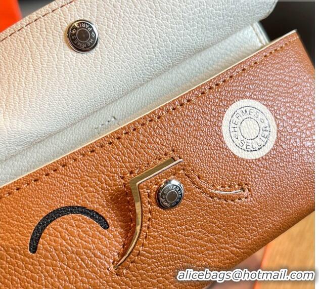 Buy Fashion Hermes Wink Grined Leather Glasses Case HE2354 White/Brown 2022