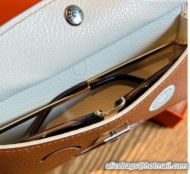 Buy Fashion Hermes Wink Grined Leather Glasses Case HE2354 White/Brown 2022