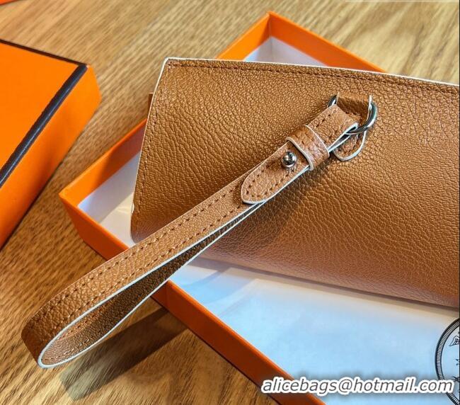 Buy Fashion Hermes Wink Grined Leather Glasses Case HE2354 White/Brown 2022