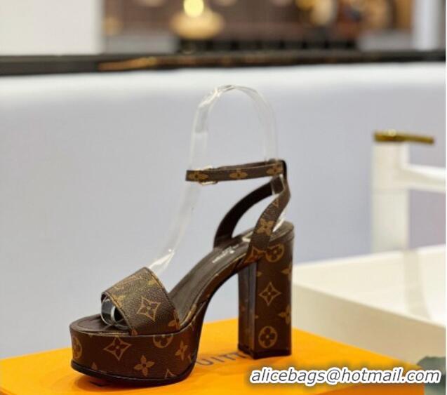 Best Grade Louis Vuitton Fame Heel Platform Sandal 11.5cm in Monogram Canvas 0329085