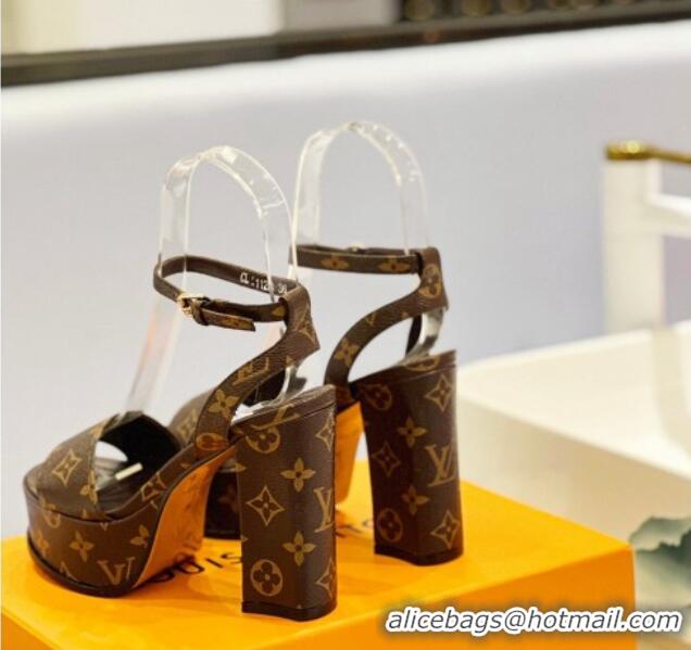 Best Grade Louis Vuitton Fame Heel Platform Sandal 11.5cm in Monogram Canvas 0329085